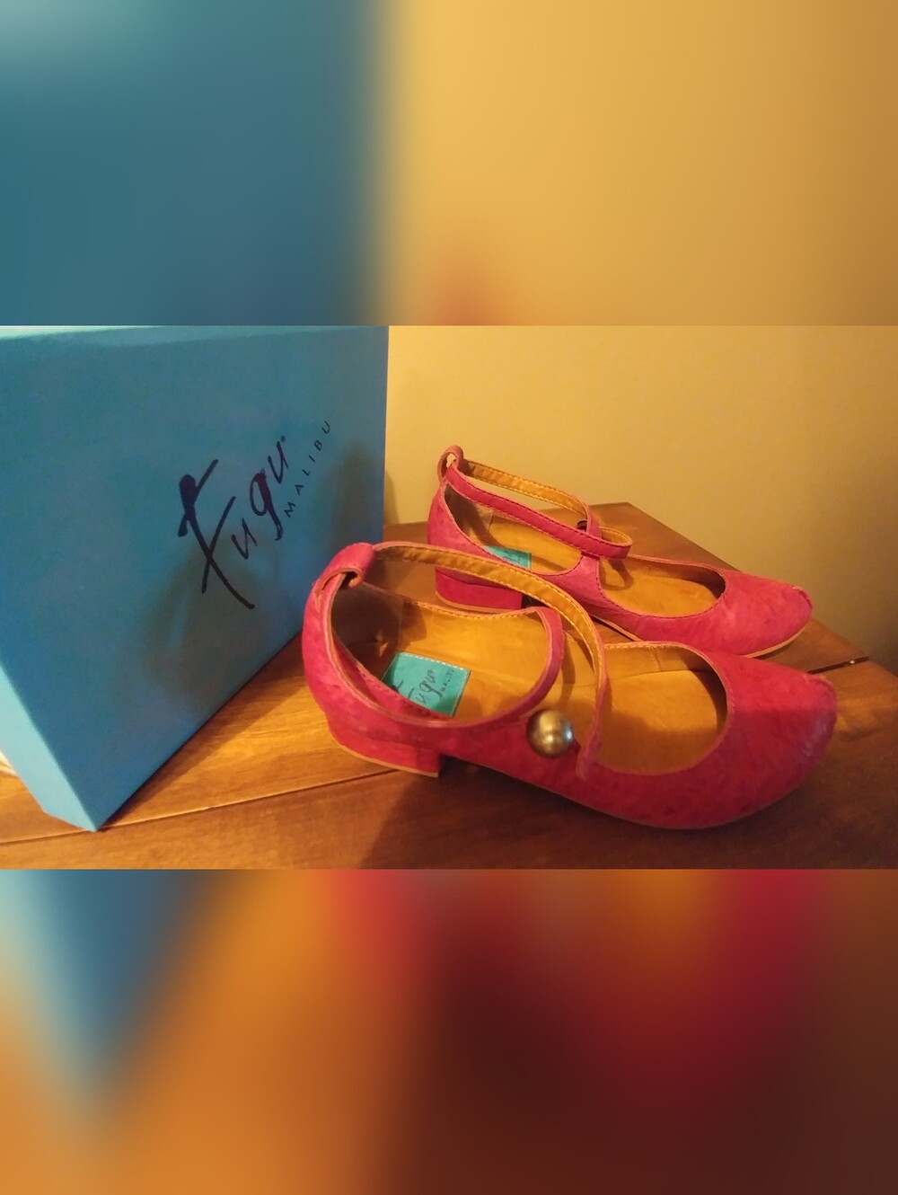 NWT Fugu Malibu Leather Ankle-Strap Heels with Button Detail